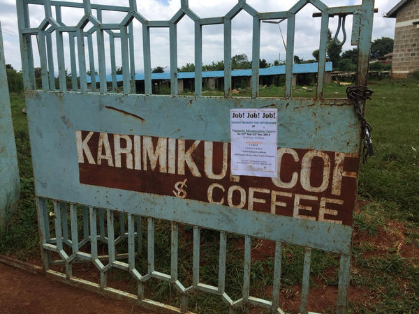 The gate of Karimikui Coffee Factory in Kirinyaga, Kenya